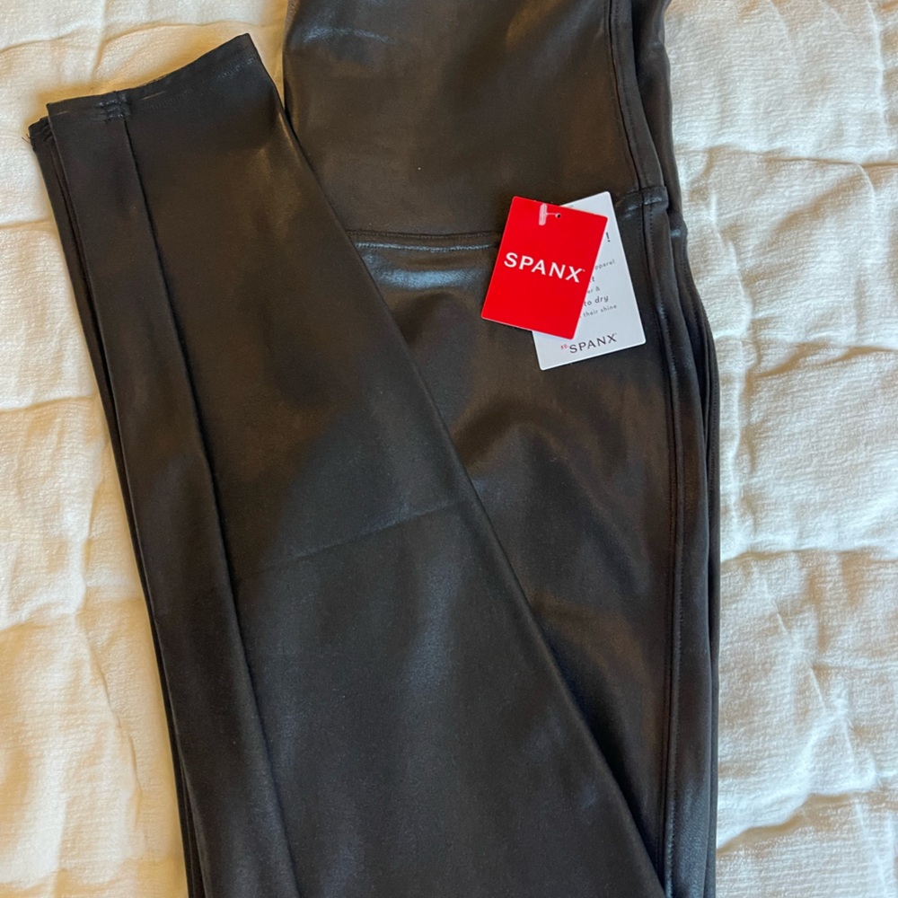 SPANX Shiny Black Faux Leather Pants